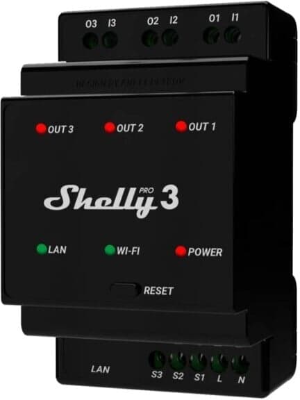 Shelly Pro 3 DIN-skensrelä, 3-fasig