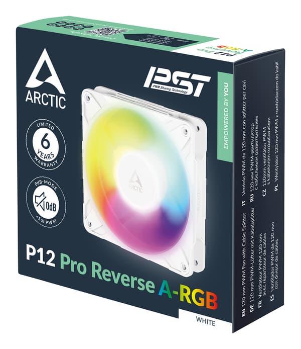 Arctic Cooling P12 Pro Reverse A-RGB datorfläkt, 12 cm, vit