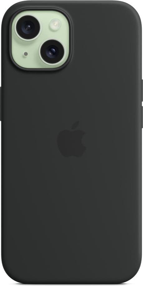 Apple iPhone 15 silikonfodral med MagSafe, svart