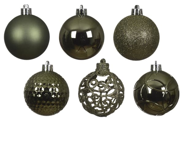 Decoris Shatterproof granprydnadsset, 6 cm, rosmarin, 37 st