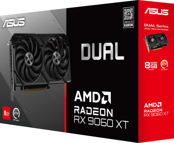 ASUS Dual RX 9060 XT grafikkort, 8 GB
