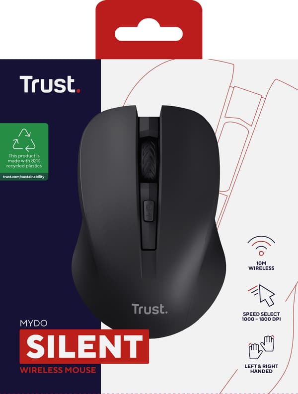 Trust Mydo trådlös mus, svart