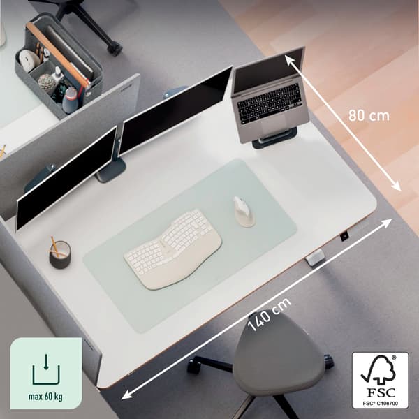 Leitz Ergo elektriskt skrivbord, 140 x 80 cm
