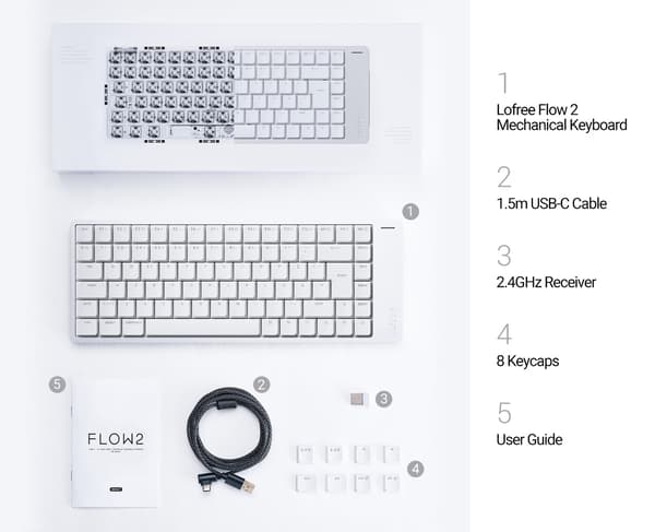 Lofree Flow 2 84 Kailh Void Silent mekaniskt tangentbord, vit