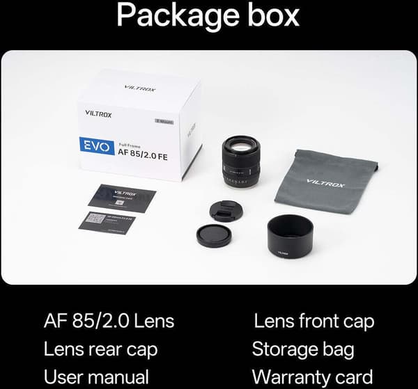 Viltrox AF 85mm F2.0 Evo objektiv, Sony E