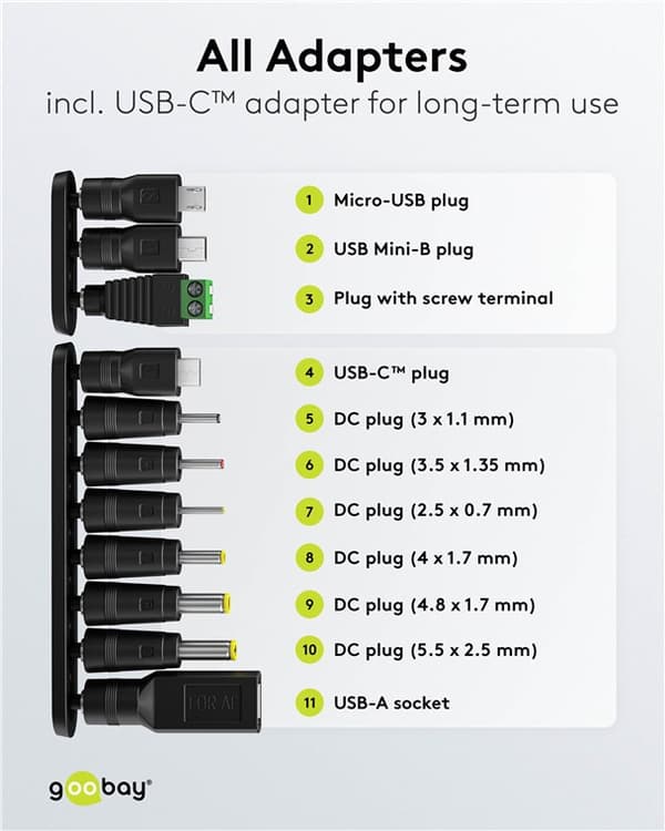 Goobay universell nätadapter 3–12 V, 27 W, 2,25 A