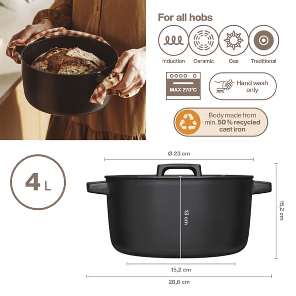 Fiskars Folken Gjutjärnsgryta, 4L