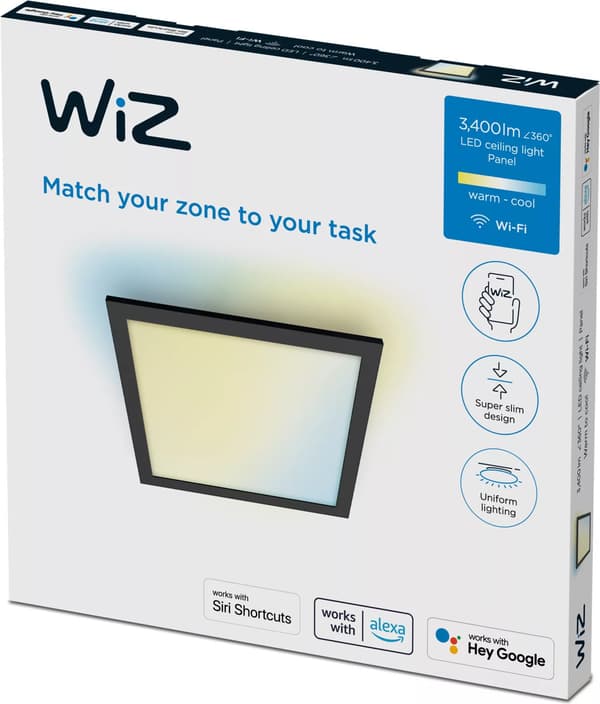 WiZ Panel Ceiling 36W 27-65K TW takplafond, svart