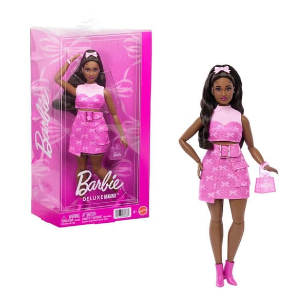 Barbie Deluxe Style modedocka, rosa klänning