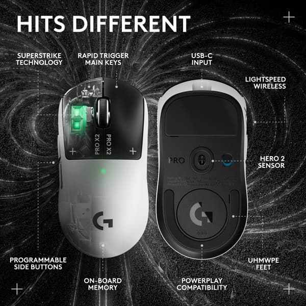Logitech G PRO X2 Superstrike trådlös spelmus