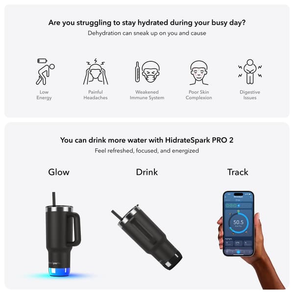 HidrateSpark PRO 2 smart dryckesmugg, 0,89 l, svart