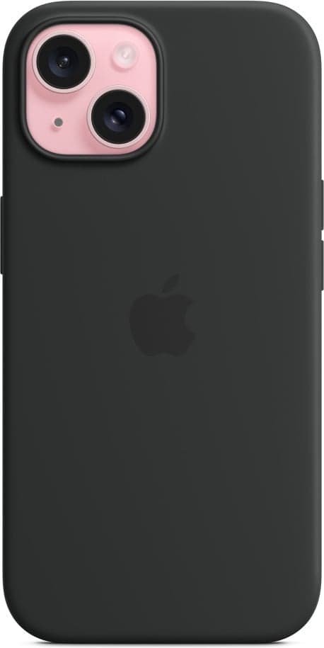 Apple iPhone 15 silikonfodral med MagSafe, svart