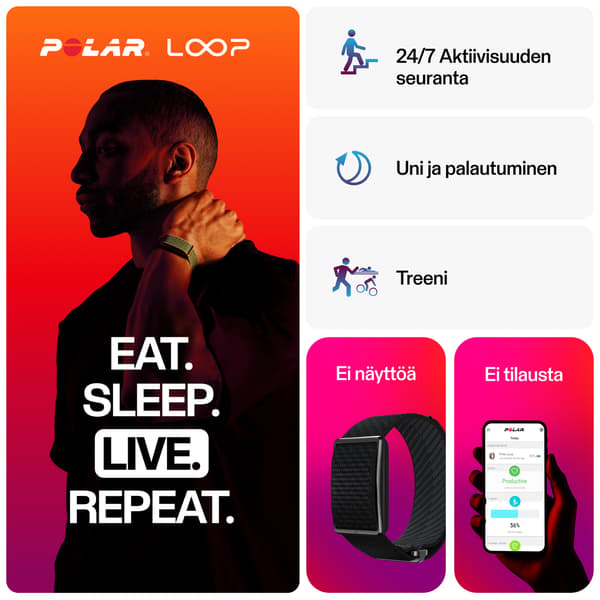 Polar Loop aktivitetsarmband, S-L, svart
