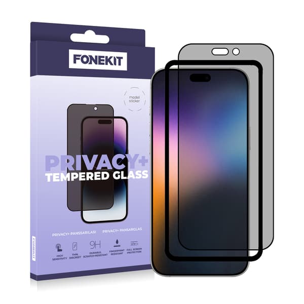 FoneKit Privacy+ Full Cover härdat glas, iPhone 17 Pro Max
