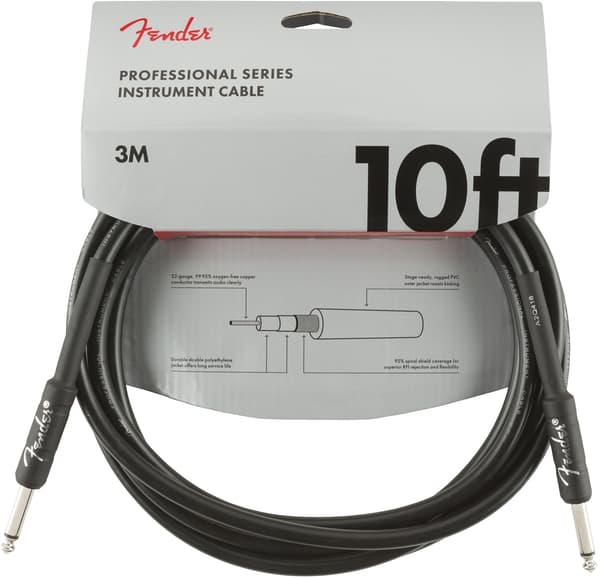 Fender Professional instrumentkabel 3 m, svart