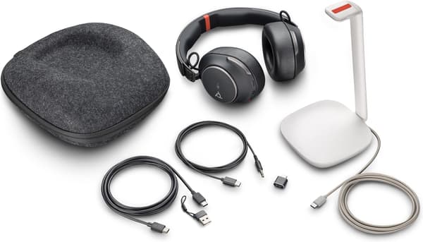Poly Voyager Surround 85 UC - USB-C-headset + USB-C-/A-adapter + laddningsställ (8G7T8AA)