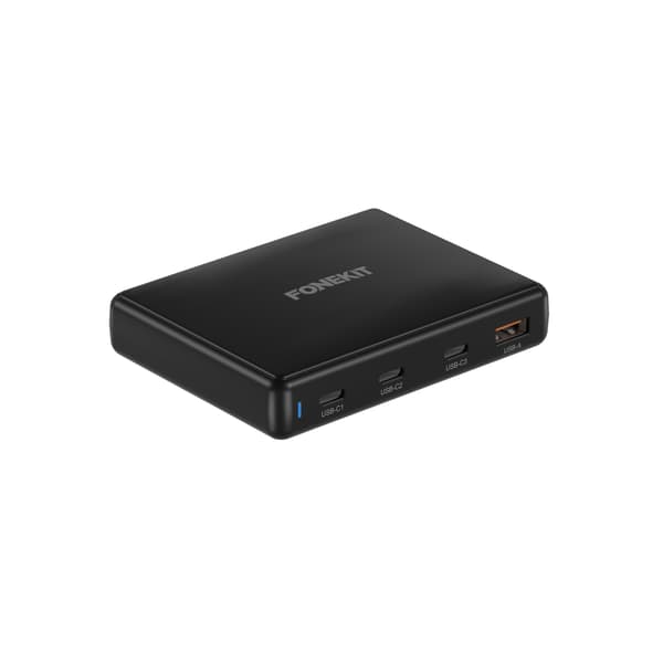 FoneKit GaN PD 140 W nätadapter, 3 x USB-C + 1 x USB-A, svart