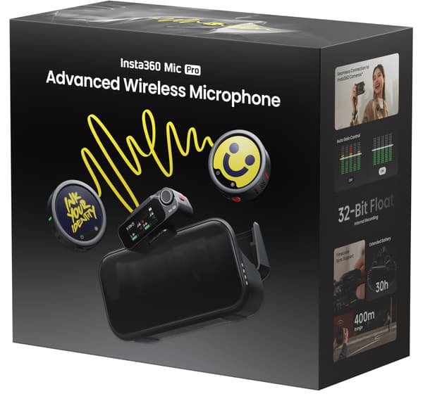 Insta360 Mic Pro (2 TX + 1 RX) trådlös mikrofon, svart