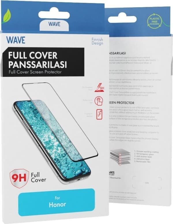 Wave Full Cover pansarglas, Honor X7b, svart ram