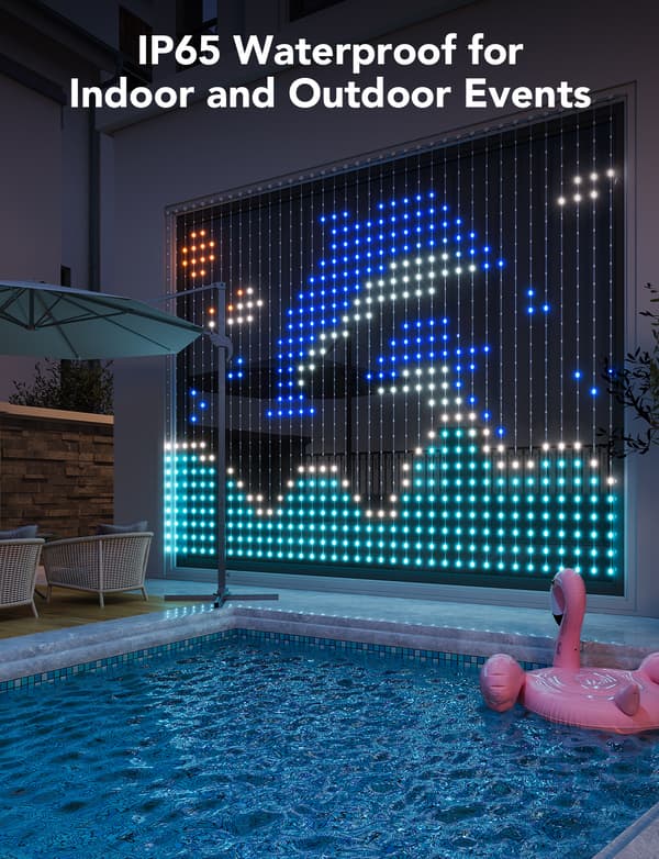 Govee Wi-Fi & Bluetooth Gardin LED-ljusslinga, 2000 mm