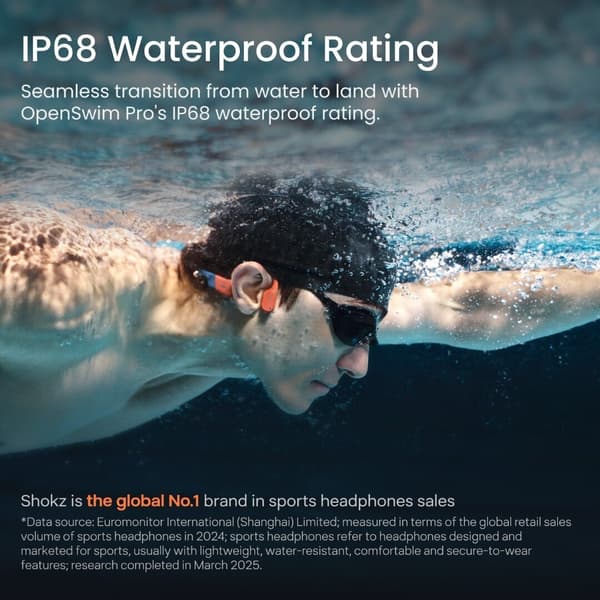 Shokz OpenSwim Pro benledningshörlurar, röd