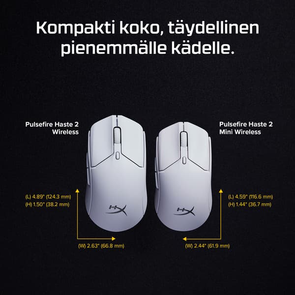 HyperX Pulsefire Haste 2 Mini Trådlös Gamingmus, vit