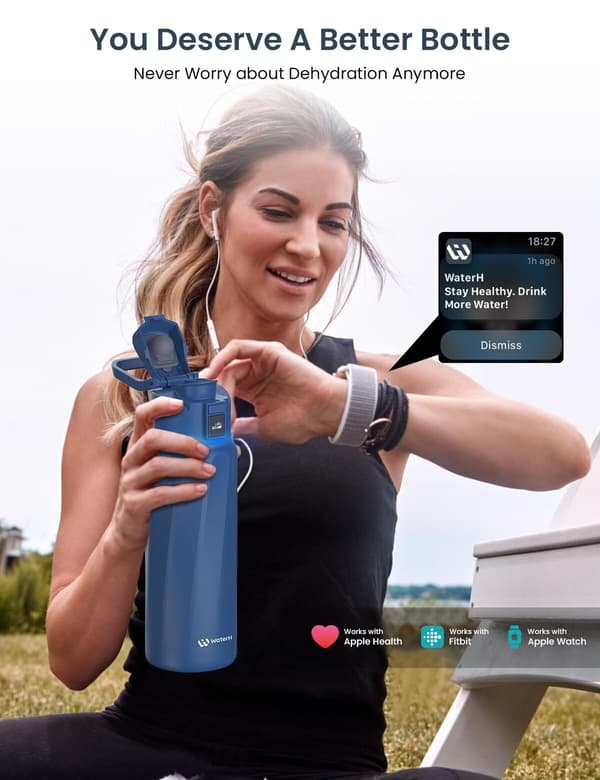 WaterH BOOST Chug Lock smartdryckesflaska, 710 ml, Magnetite Blue