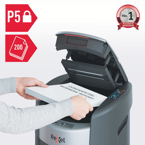 Rexel ShredMax 200M automatisk dokumentförstörare, P5
