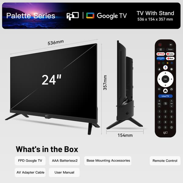 FPD 24" G512 – HD Ready LED Google TV, 12 V