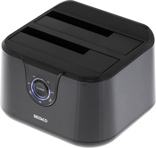 Deltaco USB 3.0-dockningsstation, 2x2,5/3,5" SATA, svart