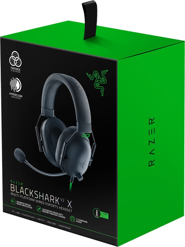 Razer Blackshark V2 X gaming-headset, svart