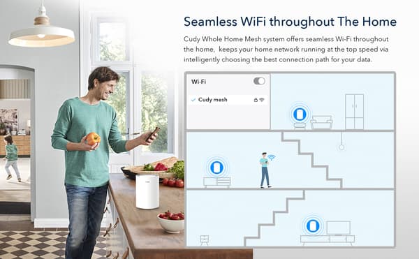 Cudy M3000 WiFi 6 -Mesh-system, 3-pack