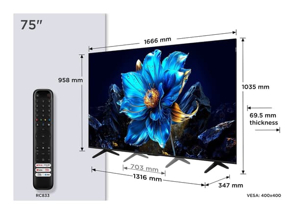 TCL 75" P7K – 4K QLED Google TV
