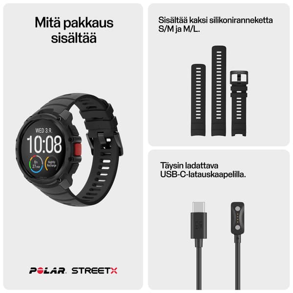 Polar Street X sportklocka, svart