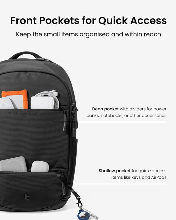 tomtoc UrbanEX-T77 Laptop Ryggsäck, 22 l, svart