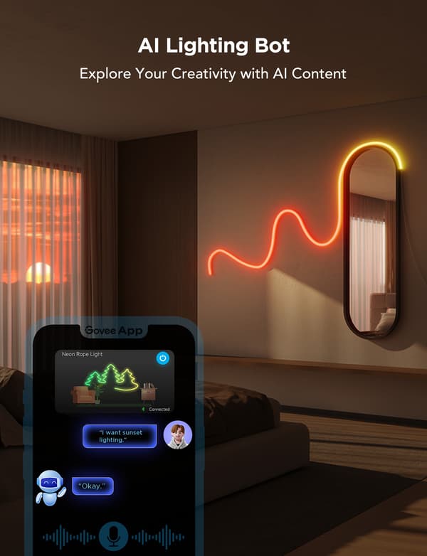 Govee Neon Rope Light 2 LED-ljusslinga, 4 m