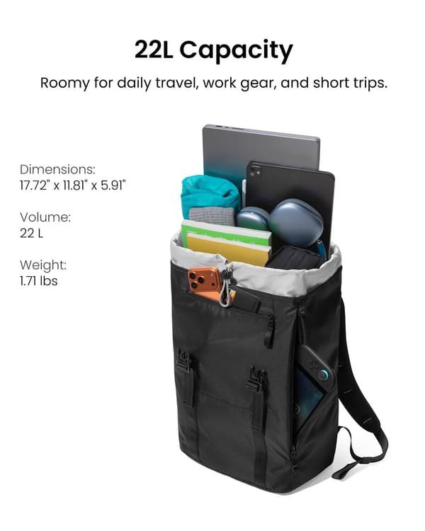 tomtoc VintPack TA1 Liteway datorryggsäck, 22 l, svart