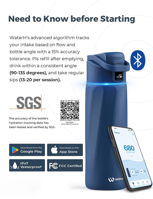 WaterH BOOST Chug Lock smartdryckesflaska, 710 ml, Magnetite Blue