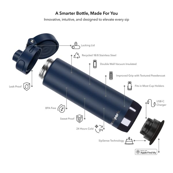 HidrateSpark PRO 2 smart vattenflaska, 0,62 l, blå