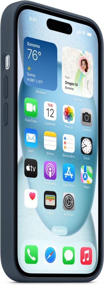 Apple iPhone 15 silikonfodral med MagSafe, stormblå