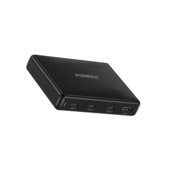 FoneKit GaN PD 140 W nätadapter, 3 x USB-C + 1 x USB-A, svart