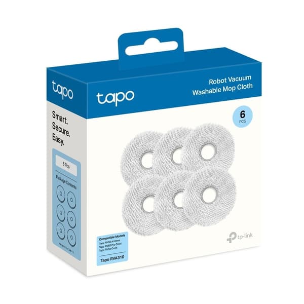 TP-Link Tapo RVA310 tvättbar mopp, 6 st