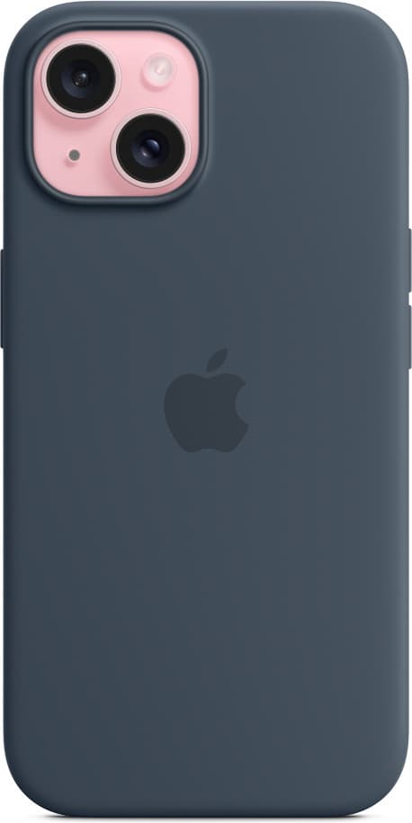 Apple iPhone 15 silikonfodral med MagSafe, stormblå