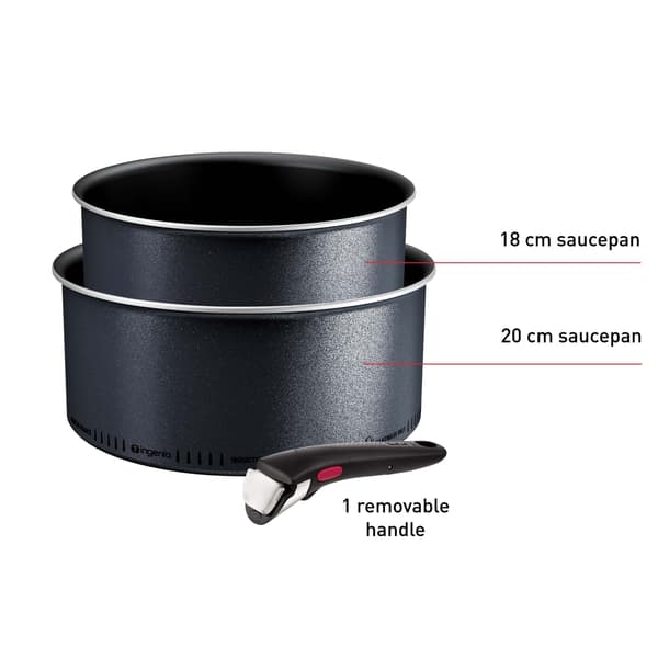 Tefal Ingenio So Light kastrullset, 3 delar, grå