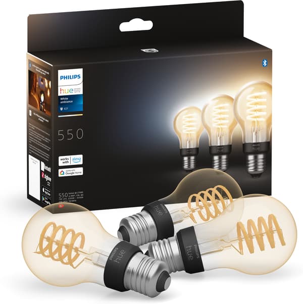 Philips Hue White Ambiance Filamet, E27, 3 st