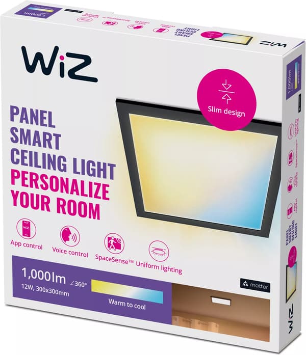 WiZ Panel Ceiling 12W 27-65K TW takplafond, svart