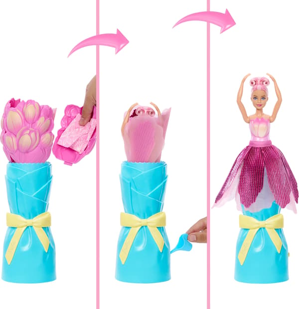 Barbie Flower Surprise modedocka, rosa