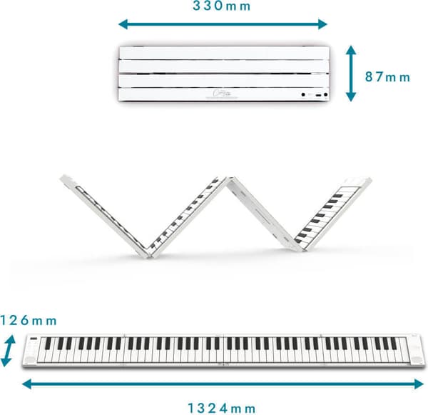 Carry-On FP88T -digitalt vikbart piano, vit