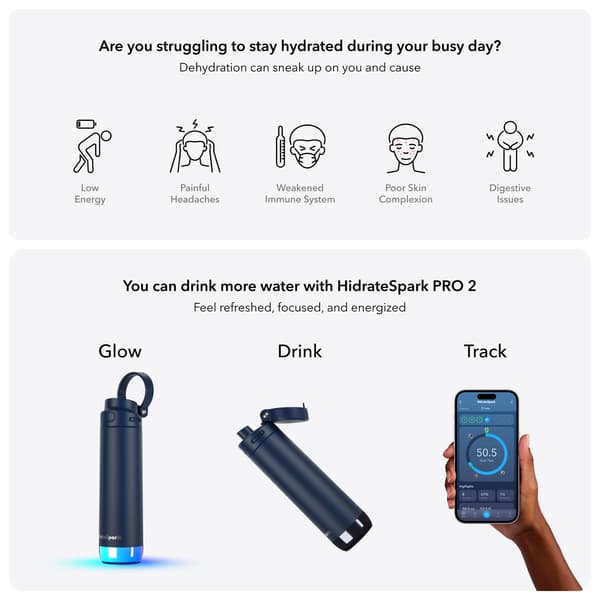 HidrateSpark PRO 2 smart vattenflaska, 0,62 l, blå