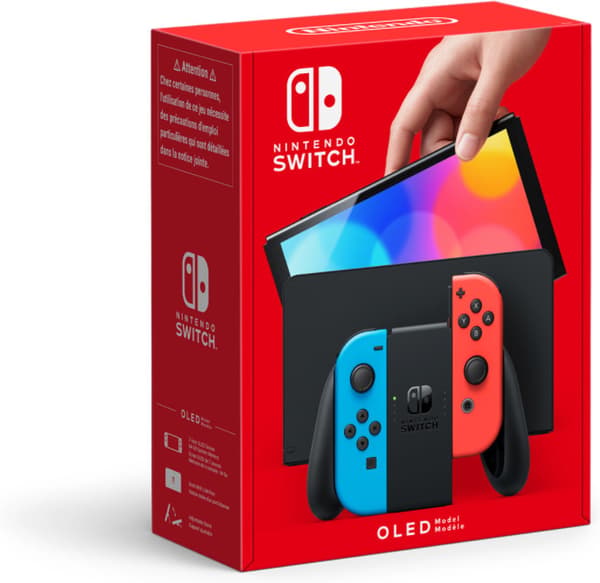 Nintendo Switch OLED-spelkonsol, neonsinblå / neonröd